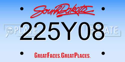 225Y08 South Dakota License Plate
