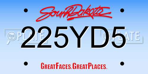 225YD5 South Dakota License Plate
