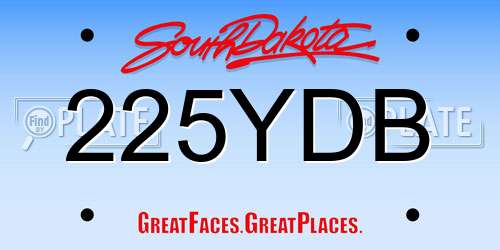 225YDB South Dakota License Plate