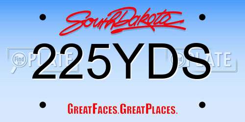 225YDS South Dakota License Plate