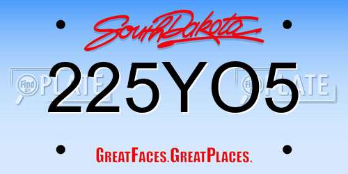 225YO5 South Dakota License Plate