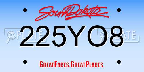 225YO8 South Dakota License Plate