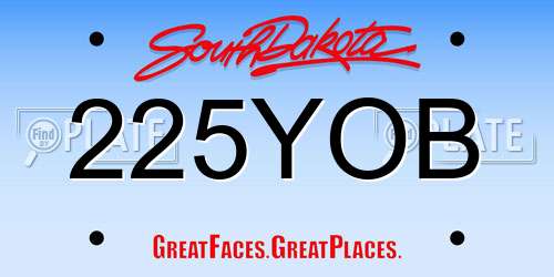 225YOB South Dakota License Plate