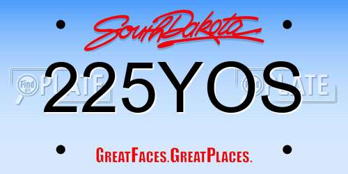 225YOS South Dakota License Plate