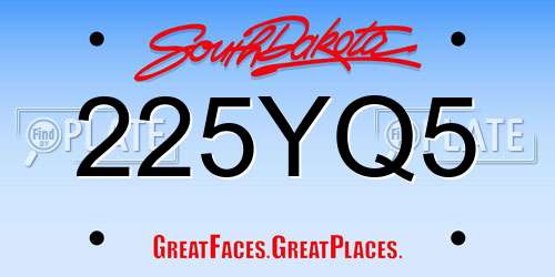 225YQ5 South Dakota License Plate