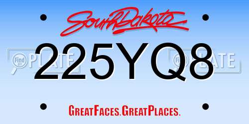225YQ8 South Dakota License Plate
