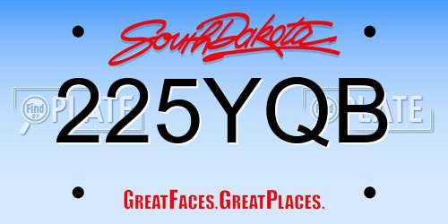 225YQB South Dakota License Plate