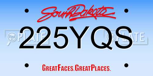 225YQS South Dakota License Plate
