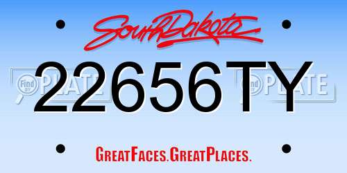 22656TY South Dakota License Plate