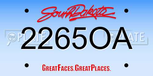 2265OA South Dakota License Plate