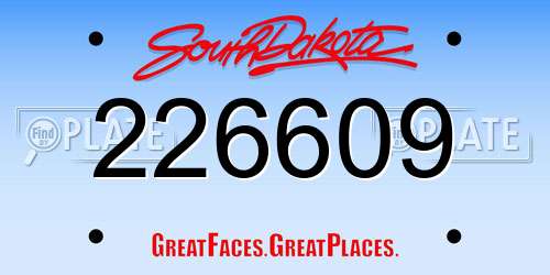 226609 South Dakota License Plate