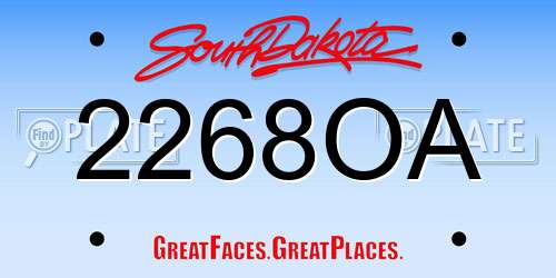 2268OA South Dakota License Plate