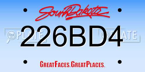226BD4 South Dakota License Plate