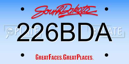 226BDA South Dakota License Plate
