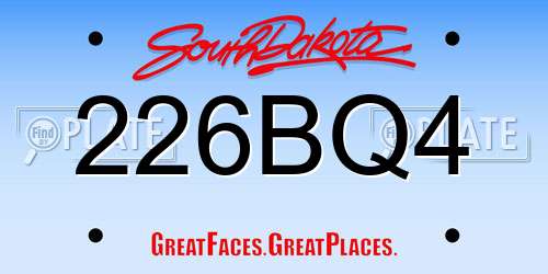 226BQ4 South Dakota License Plate