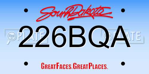 226BQA South Dakota License Plate