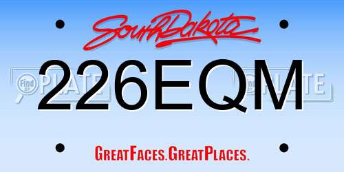 226EQM South Dakota License Plate