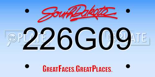 226G09 South Dakota License Plate