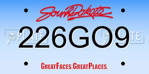 226GO9 South Dakota License Plate