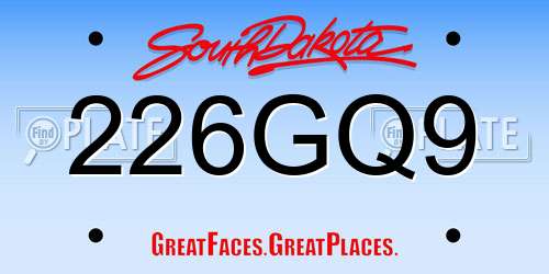 226GQ9 South Dakota License Plate