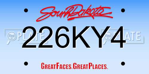 226KY4 South Dakota License Plate