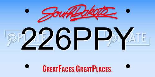 226PPY South Dakota License Plate