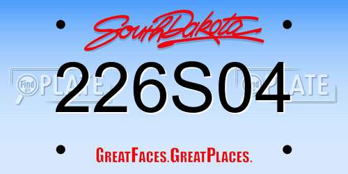 226S04 South Dakota License Plate