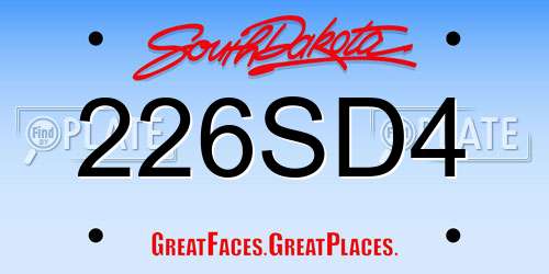 226SD4 South Dakota License Plate