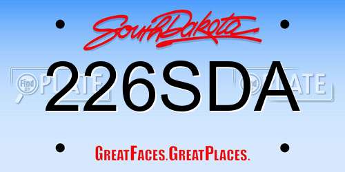 226SDA South Dakota License Plate