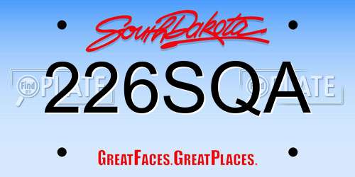 226SQA South Dakota License Plate
