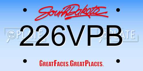 226VPB South Dakota License Plate