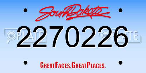 2270226 South Dakota License Plate