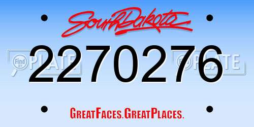 2270276 South Dakota License Plate