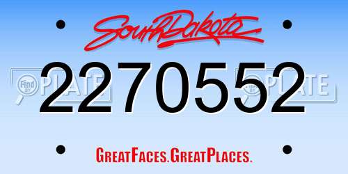 2270552 South Dakota License Plate