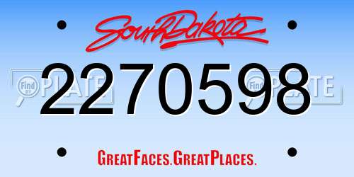 2270598 South Dakota License Plate