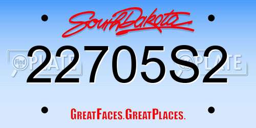 22705S2 South Dakota License Plate