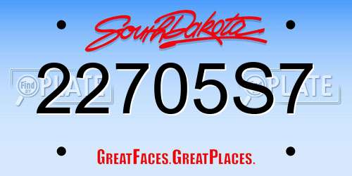 22705S7 South Dakota License Plate