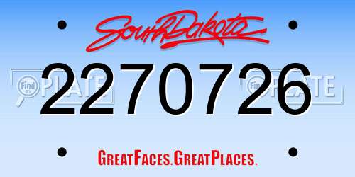 2270726 South Dakota License Plate