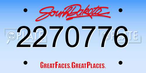 2270776 South Dakota License Plate