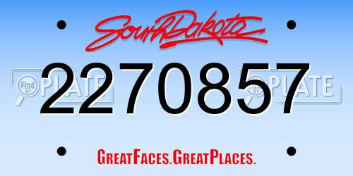 2270857 South Dakota License Plate