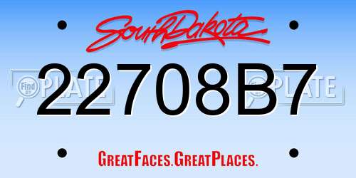 22708B7 South Dakota License Plate