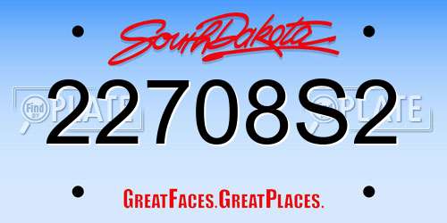 22708S2 South Dakota License Plate
