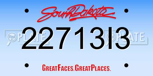 22713I3 South Dakota License Plate