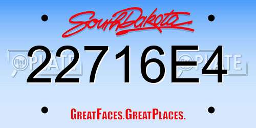 22716E4 South Dakota License Plate