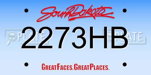 2273HB South Dakota License Plate