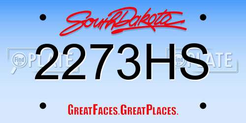2273HS South Dakota License Plate