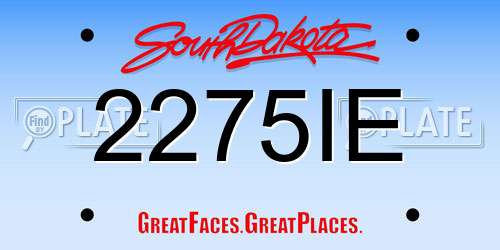 2275IE South Dakota License Plate