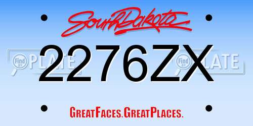 2276ZX South Dakota License Plate