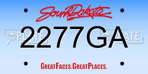 2277GA South Dakota License Plate