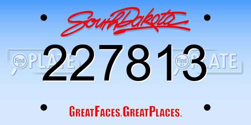 227813 South Dakota License Plate